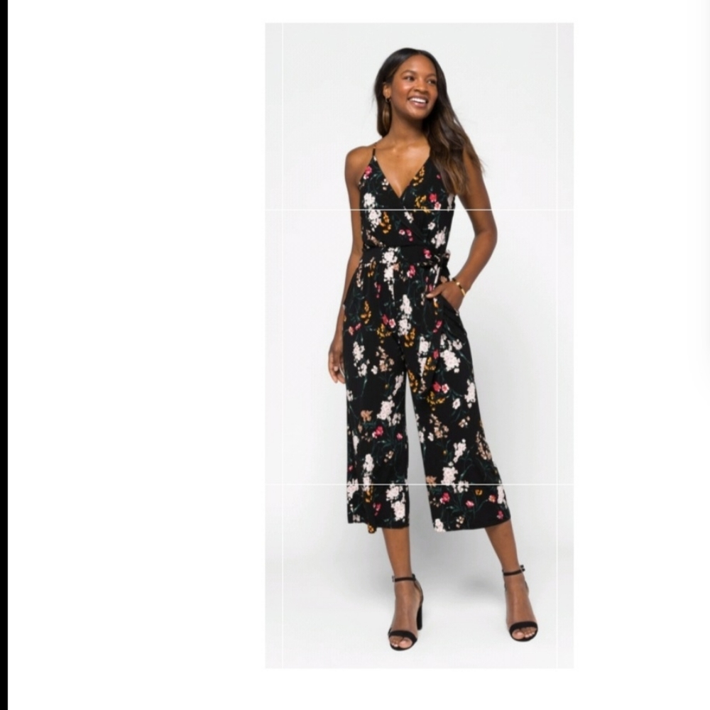 Kayleigh Crop Jumpsuit XL Black Floral